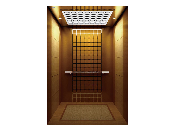 Parquet Stone Elevator Car with Mirror Light Handrail 