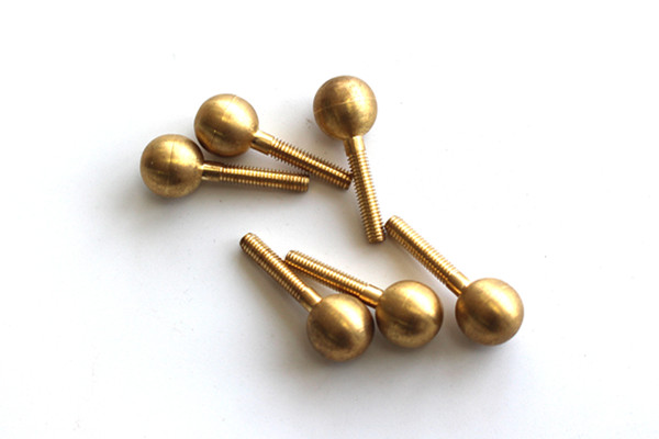 Round Ball Head Male Full Thread Screw Bolt Brass Pin