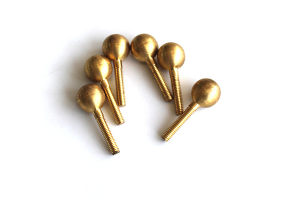 Round Ball Head Male Full Thread Screw Bolt Brass Pin