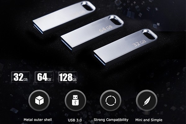 USB 3.0 Speed Matte Mini Metal Usb Drive with Oval hole 32GB/ 64GB/ 128GB 