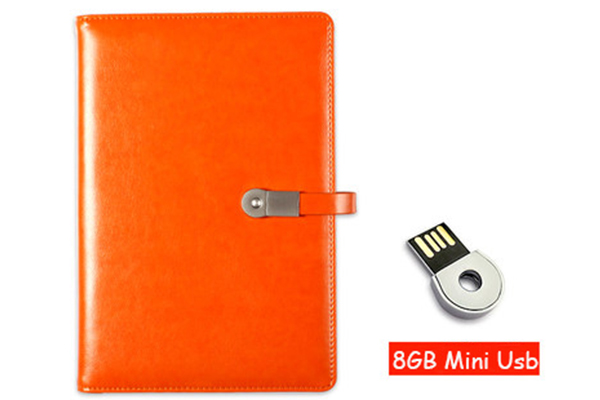 Luxury Business Meeting Organizer PU Leather Notebook with 8g Usb