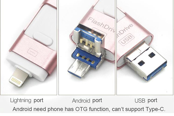 Multifunction OTG USB Flash Drive for iphone for Android 32GB/ 64GB/ 128GB